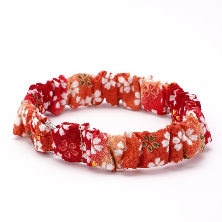 シュシュ猫首輪 はんなり桜 レッド