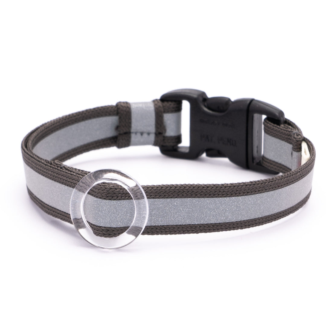猫首輪 光に反射するリフレクター ダークグレー