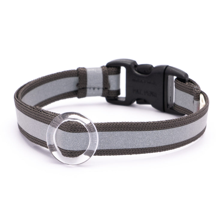 猫首輪 光に反射するリフレクター ダークグレー