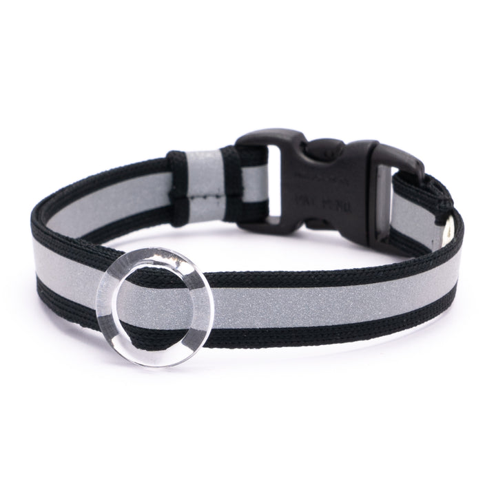 猫首輪 光に反射するリフレクター ブラック