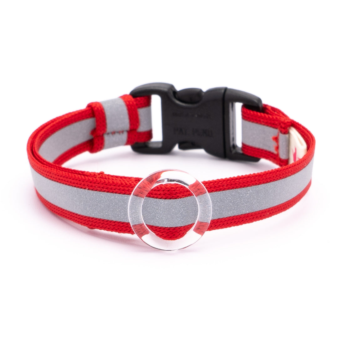 猫首輪 光に反射するリフレクター レッド
