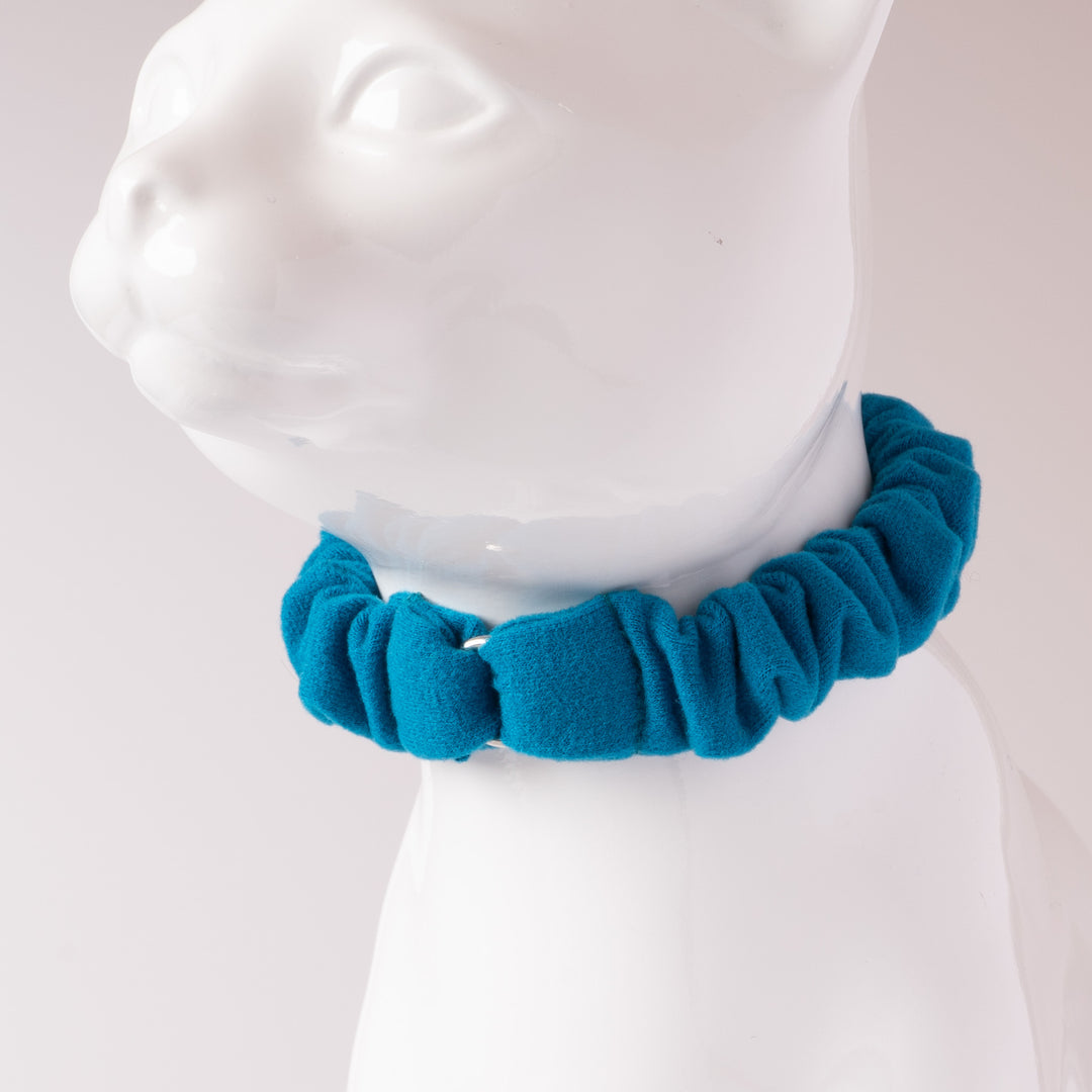 シュシュ猫首輪 ウルトラストレッチ 無地 ターコイズ