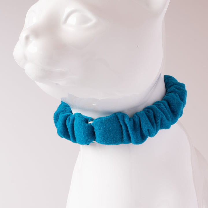 シュシュ猫首輪 ウルトラストレッチ 無地 ターコイズ