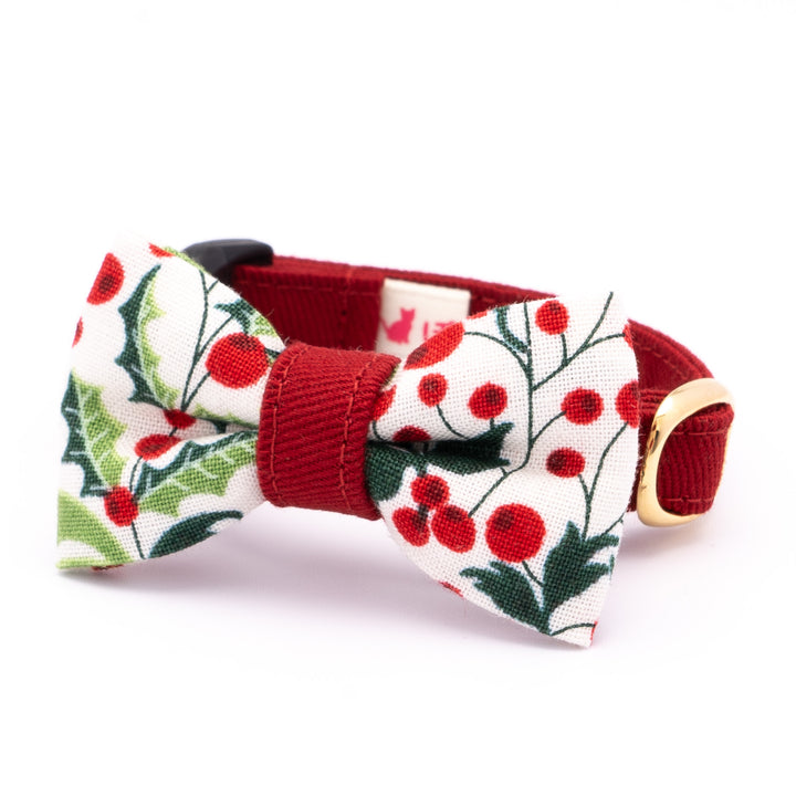 リボン付き猫首輪 クリスマス ベリー オフホワイト