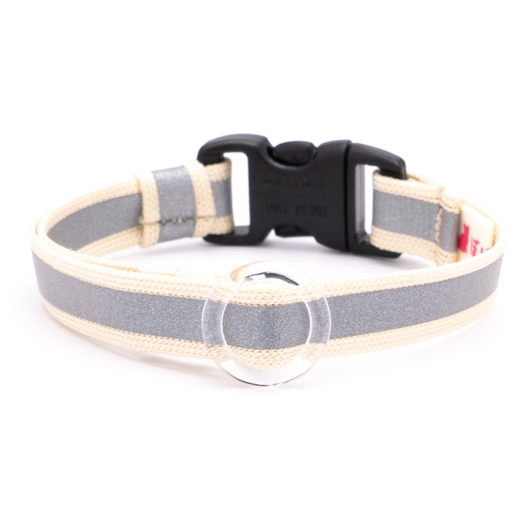 猫首輪 光に反射するリフレクター ベージュ