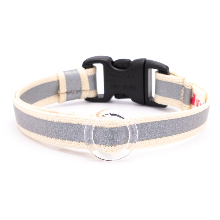 猫首輪 光に反射するリフレクター ベージュ