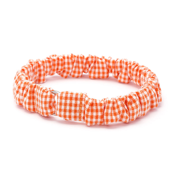 シュシュ猫首輪 ギンガムチェック オレンジ シュシュ猫首輪 ギンガムチェック オレンジ