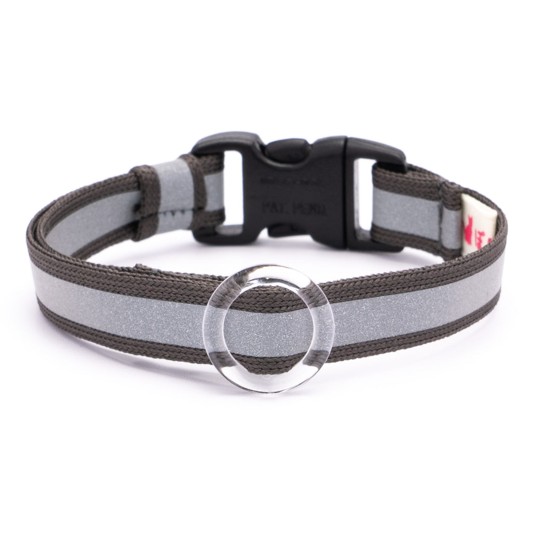 猫首輪 光に反射するリフレクター ダークグレー