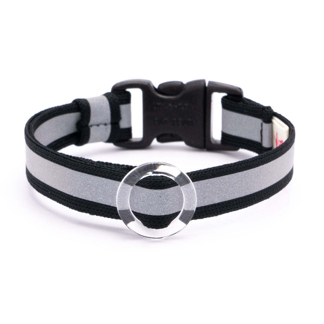 猫首輪 光に反射するリフレクター ブラック