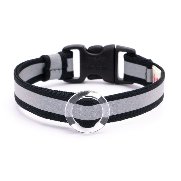 猫首輪 光に反射するリフレクター ブラック