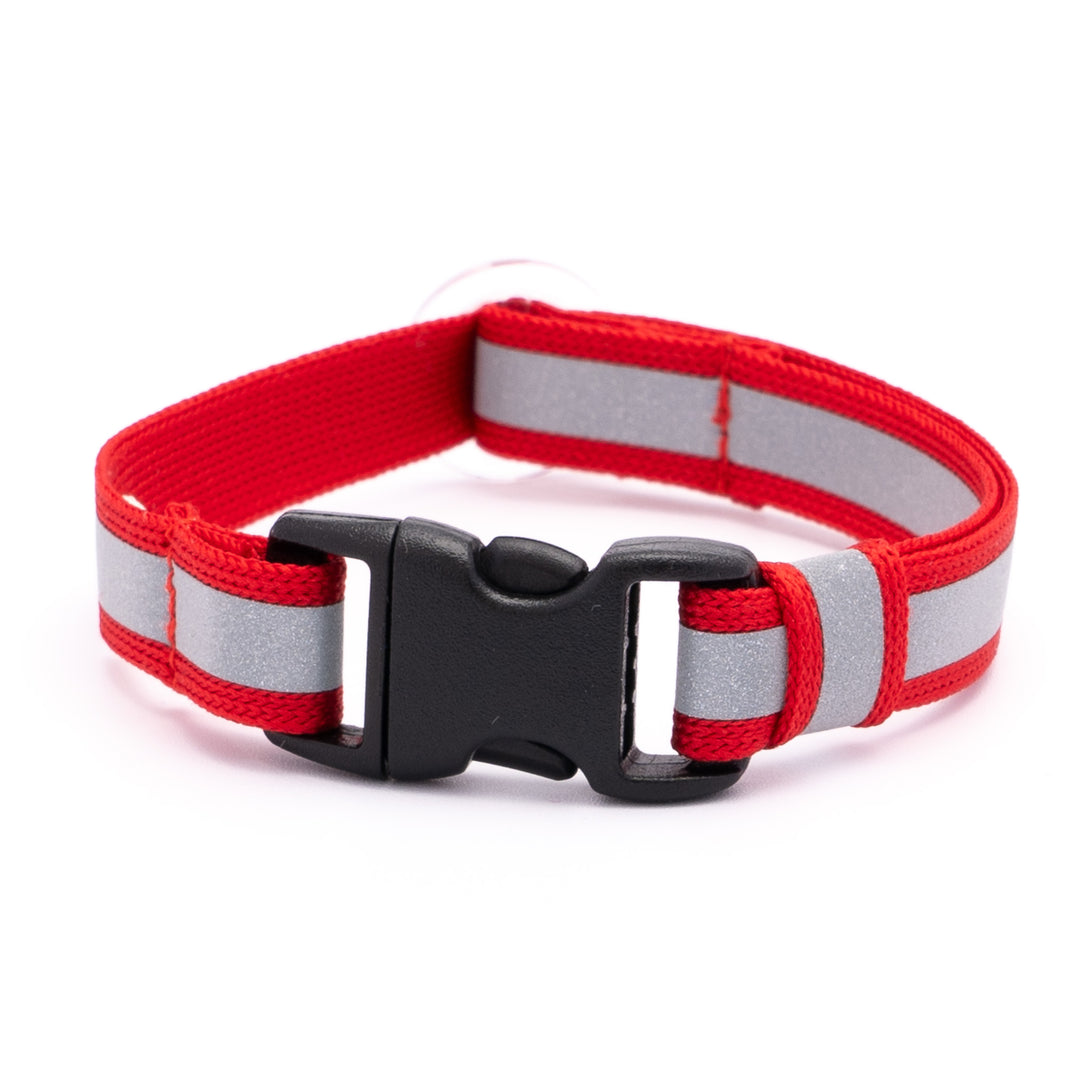 猫首輪 光に反射するリフレクター レッド