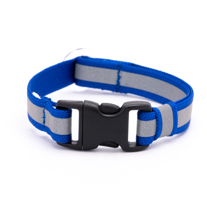 猫首輪 光に反射するリフレクター ブルー