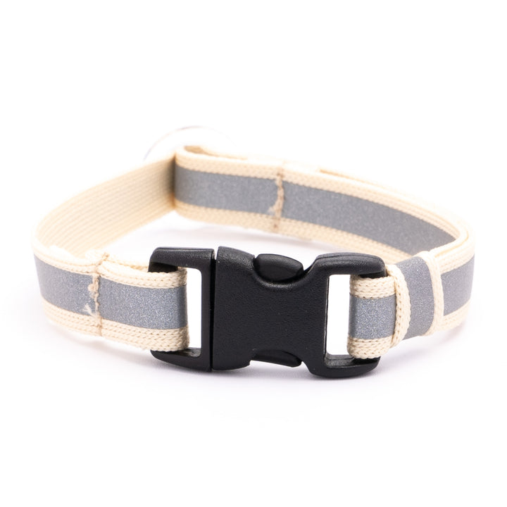 猫首輪 光に反射するリフレクター ベージュ