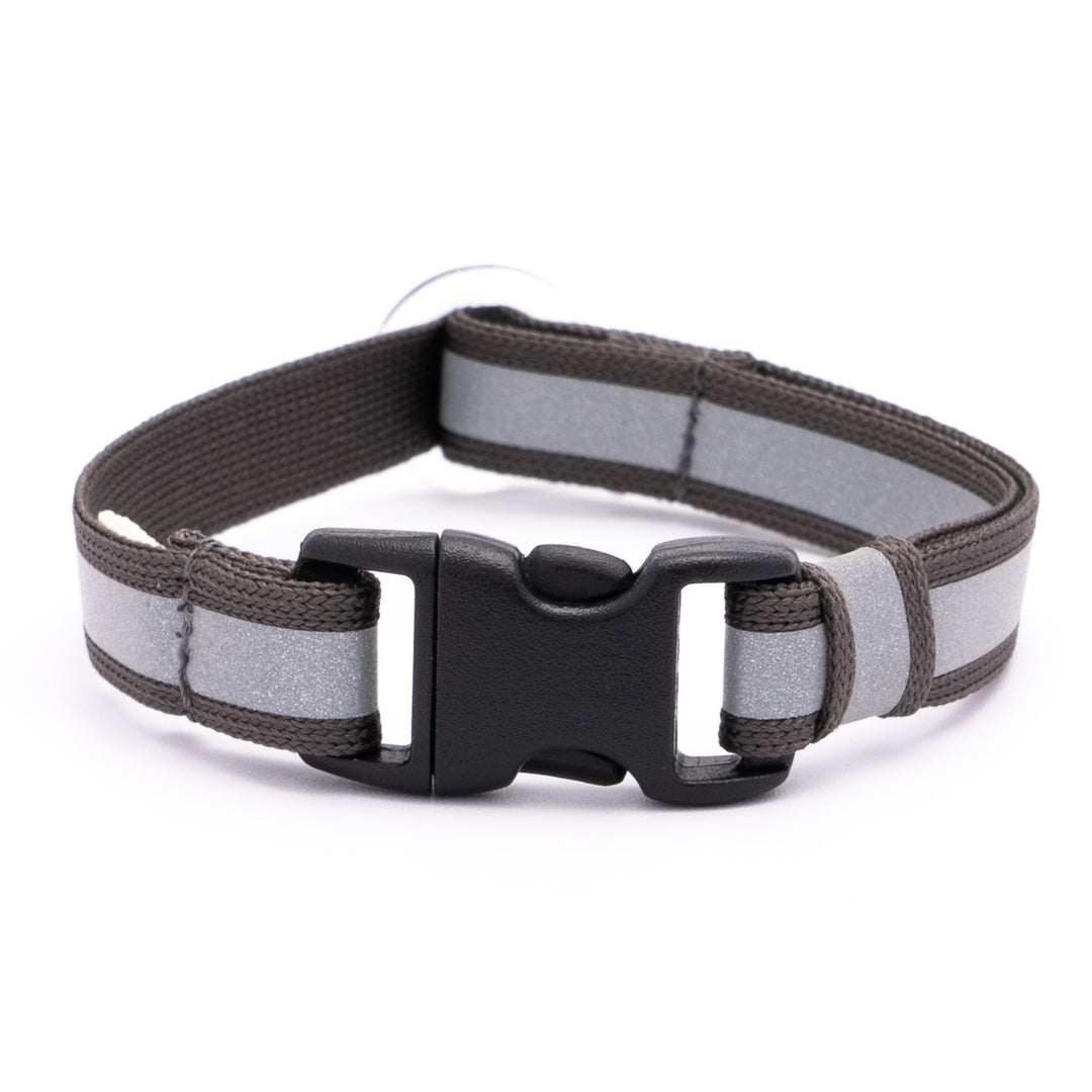 猫首輪 光に反射するリフレクター ダークグレー