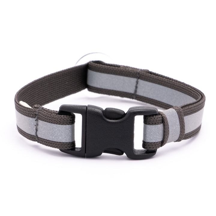 猫首輪 光に反射するリフレクター ダークグレー