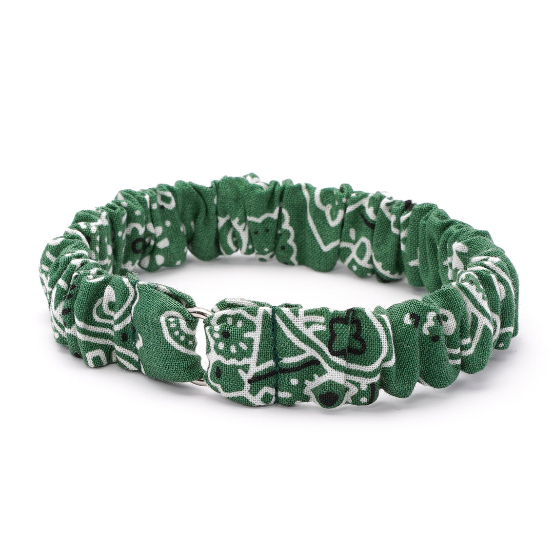 シュシュ猫首輪 ペイズリー グリーン