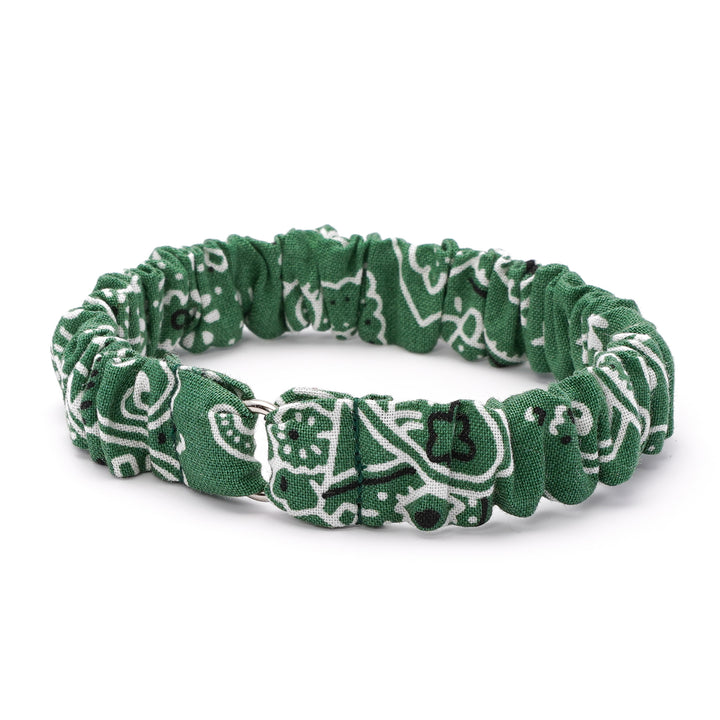 シュシュ猫首輪 ペイズリー グリーン