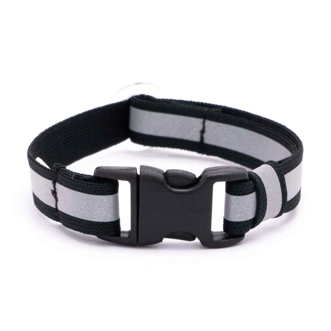 猫首輪 光に反射するリフレクター ブラック