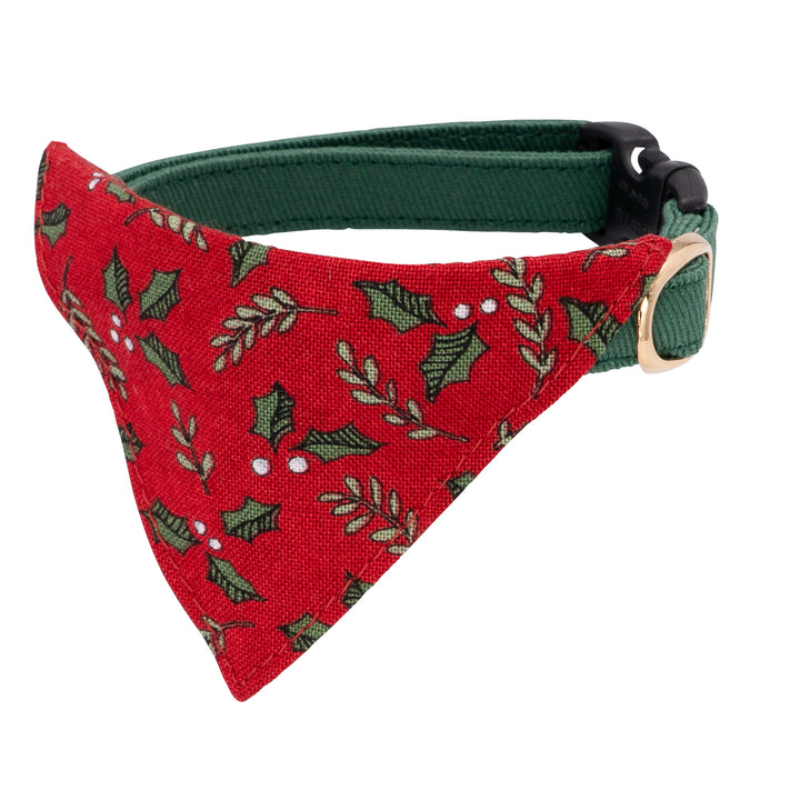 バンダナ付き猫首輪 クリスマス ホーリー レッド