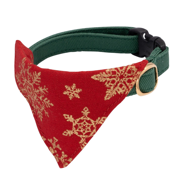 バンダナ付き猫首輪 クリスマス スノーフレイク レッド