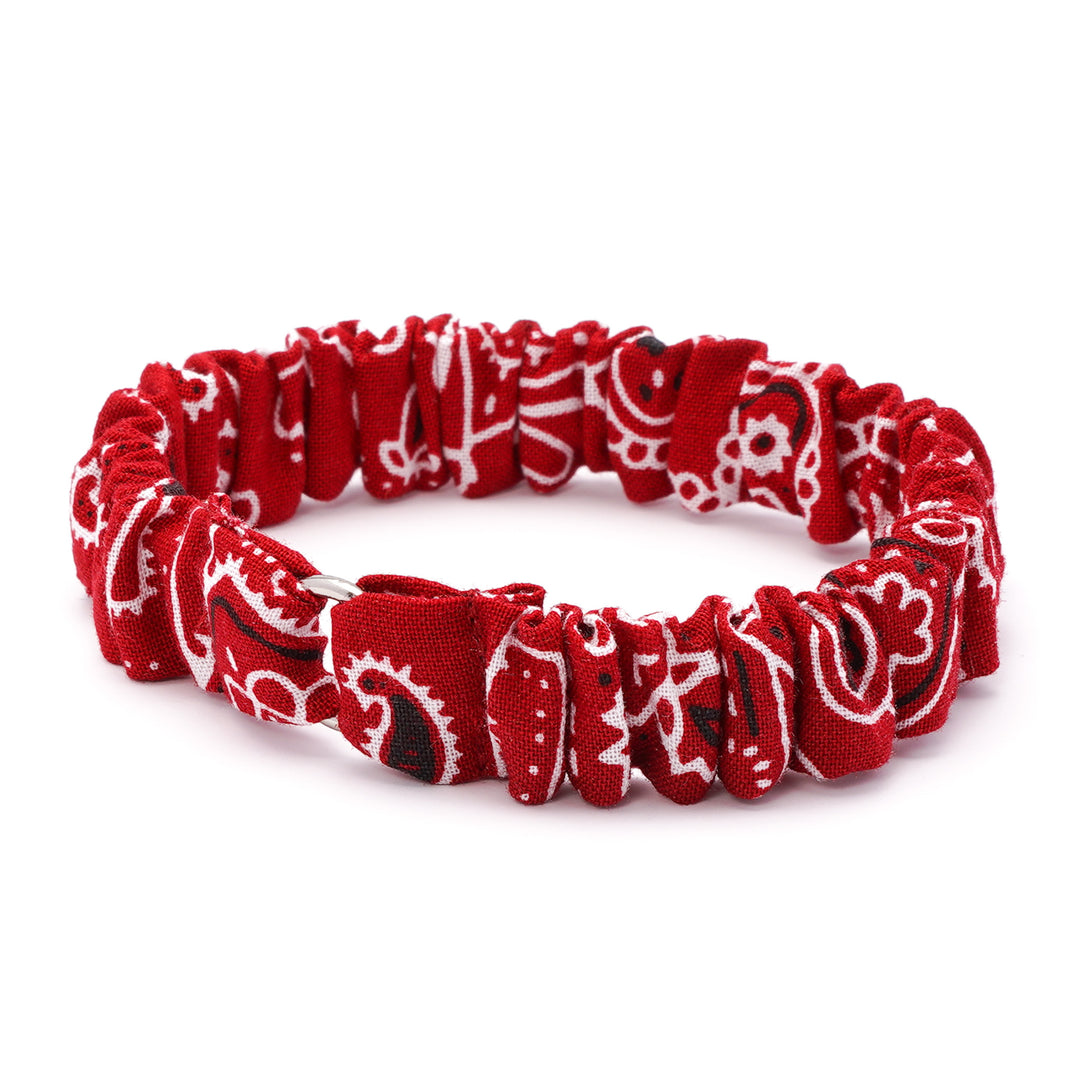 シュシュ猫首輪 ペイズリー レッド