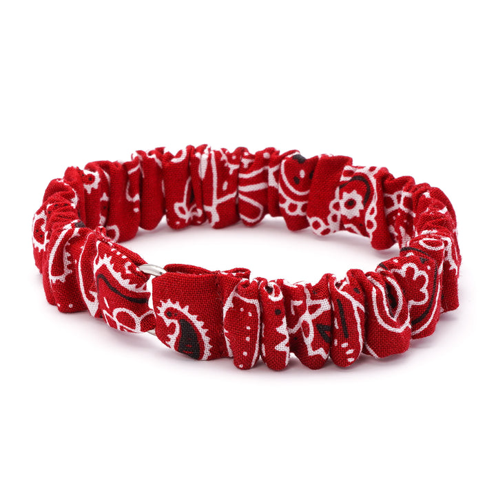 シュシュ猫首輪 ペイズリー レッド