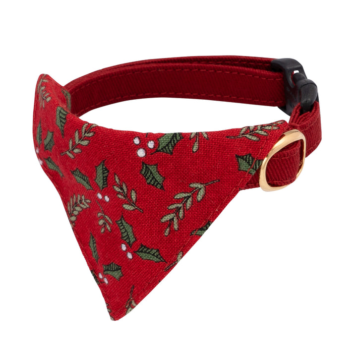 バンダナ付き猫首輪 クリスマス ホーリー レッド