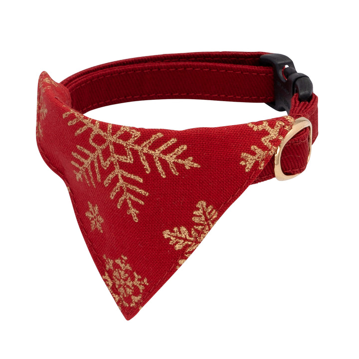 バンダナ付き猫首輪 クリスマス スノーフレイク レッド