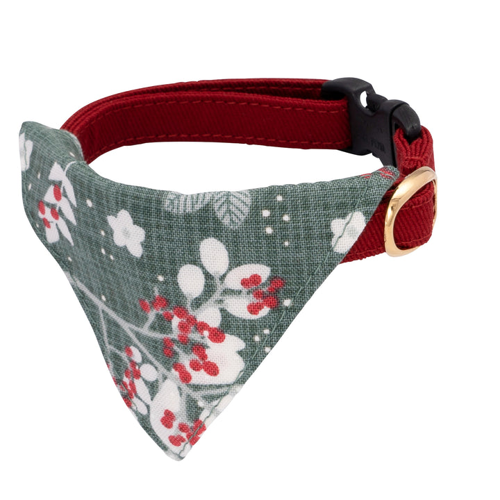 バンダナ付き猫首輪 クリスマス ボタニカル グリーン