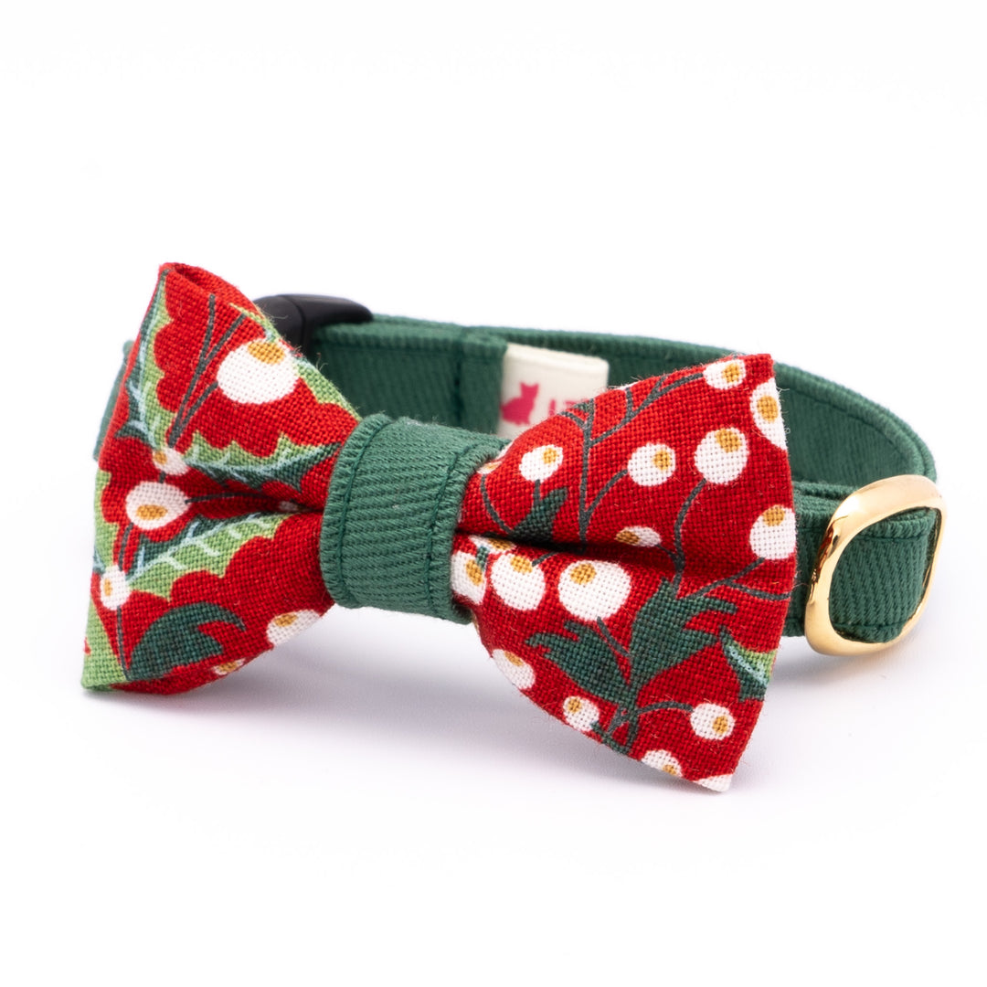 リボン付き猫首輪 クリスマス ベリー レッド