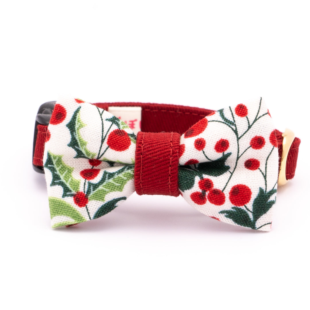 リボン付き猫首輪 クリスマス ベリー オフホワイト