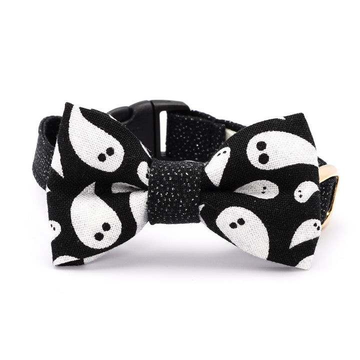 リボン付き猫首輪 ハロウィン ゴースト ブラック