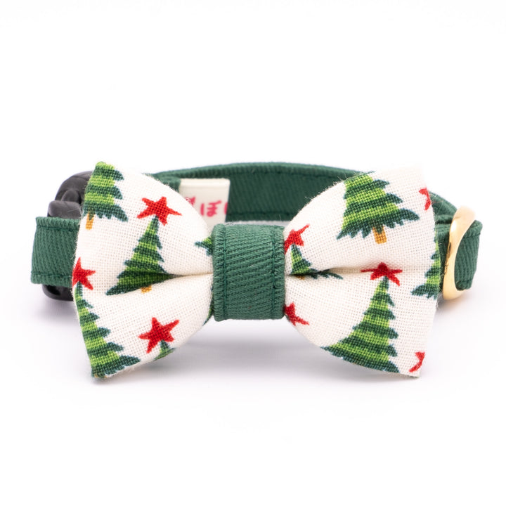 リボン付き猫首輪 クリスマス もみの木 オフホワイト