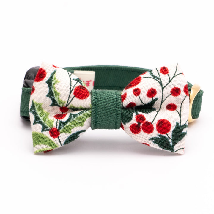 リボン付き猫首輪 クリスマス ベリー オフホワイト
