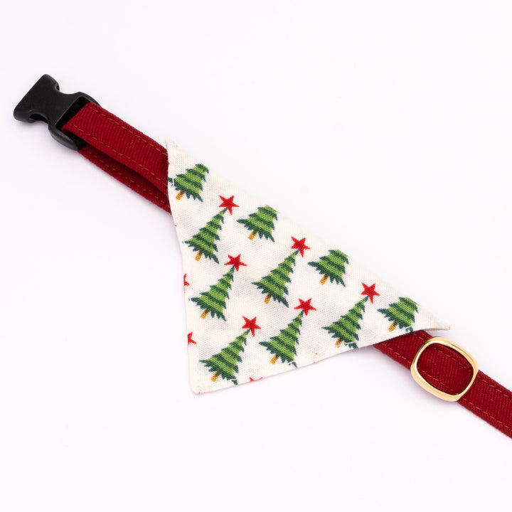 バンダナ付き猫首輪 クリスマス もみの木 オフホワイト