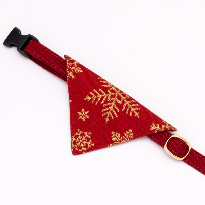 バンダナ付き猫首輪 クリスマス スノーフレイク レッド
