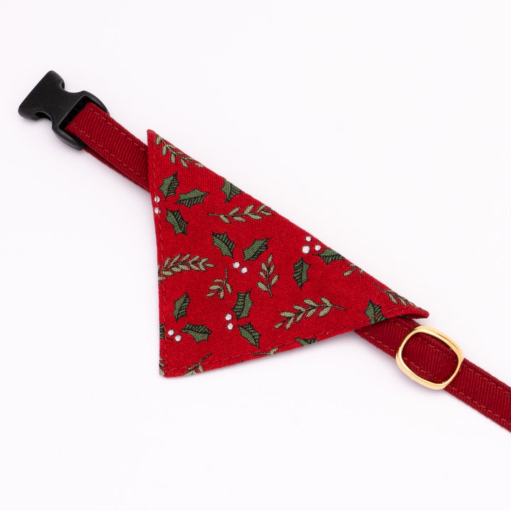 バンダナ付き猫首輪 クリスマス ホーリー レッド