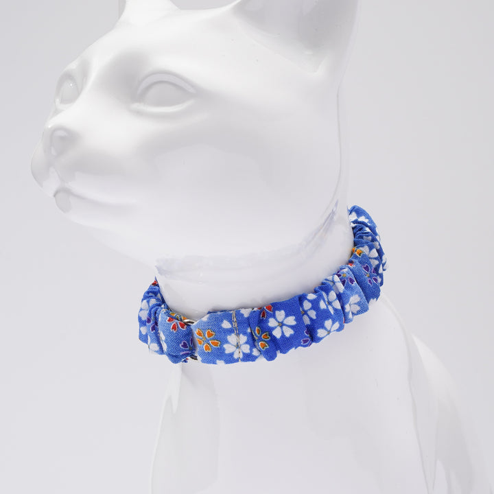 シュシュ猫首輪 はんなり桜 ブルー