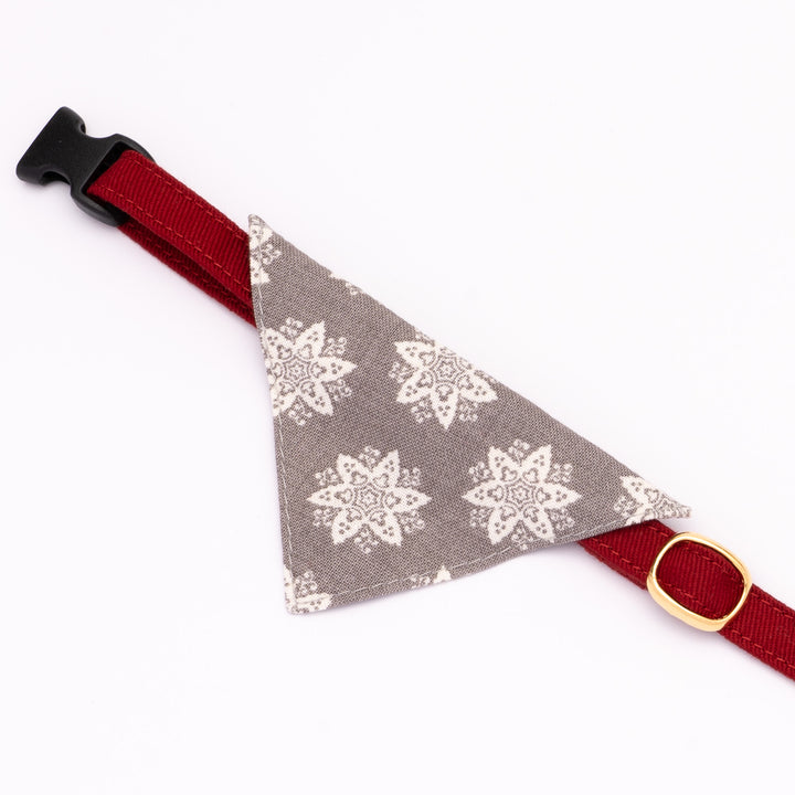 バンダナ付き猫首輪 クリスマス ヘキサゴン グレー