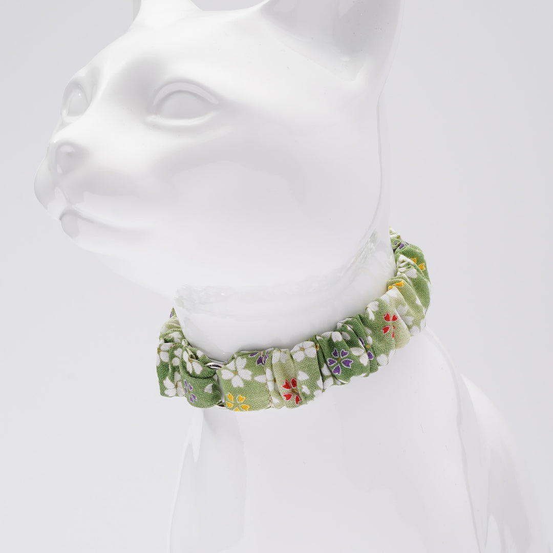 シュシュ猫首輪 はんなり桜 グリーン