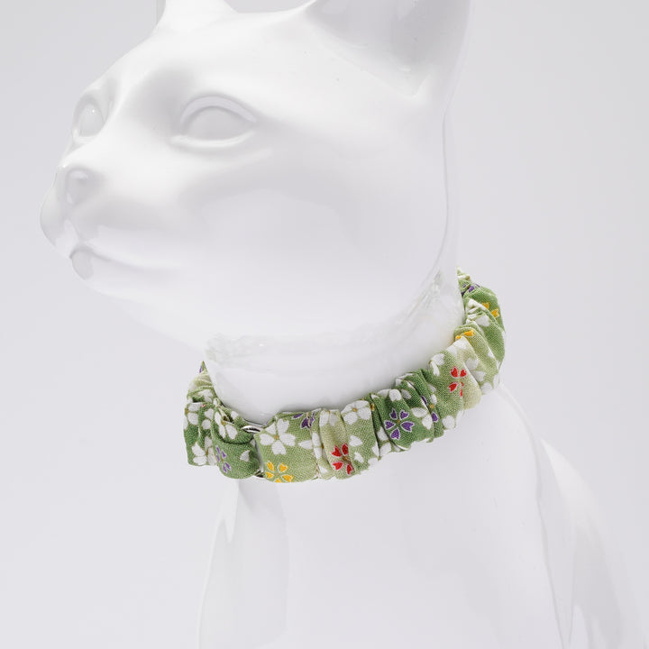 シュシュ猫首輪 はんなり桜 グリーン