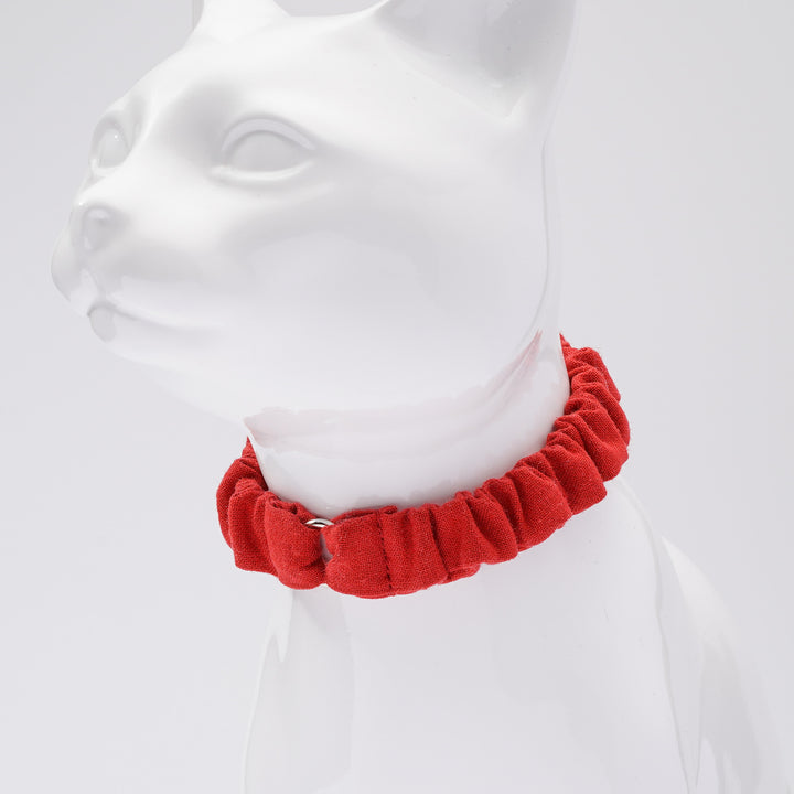 シュシュ猫首輪 MUJIコットンプレーン 赤紅