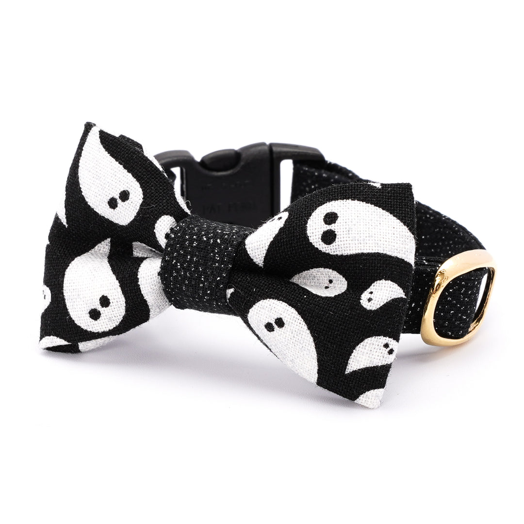 リボン付き猫首輪 ハロウィン ゴースト ブラック