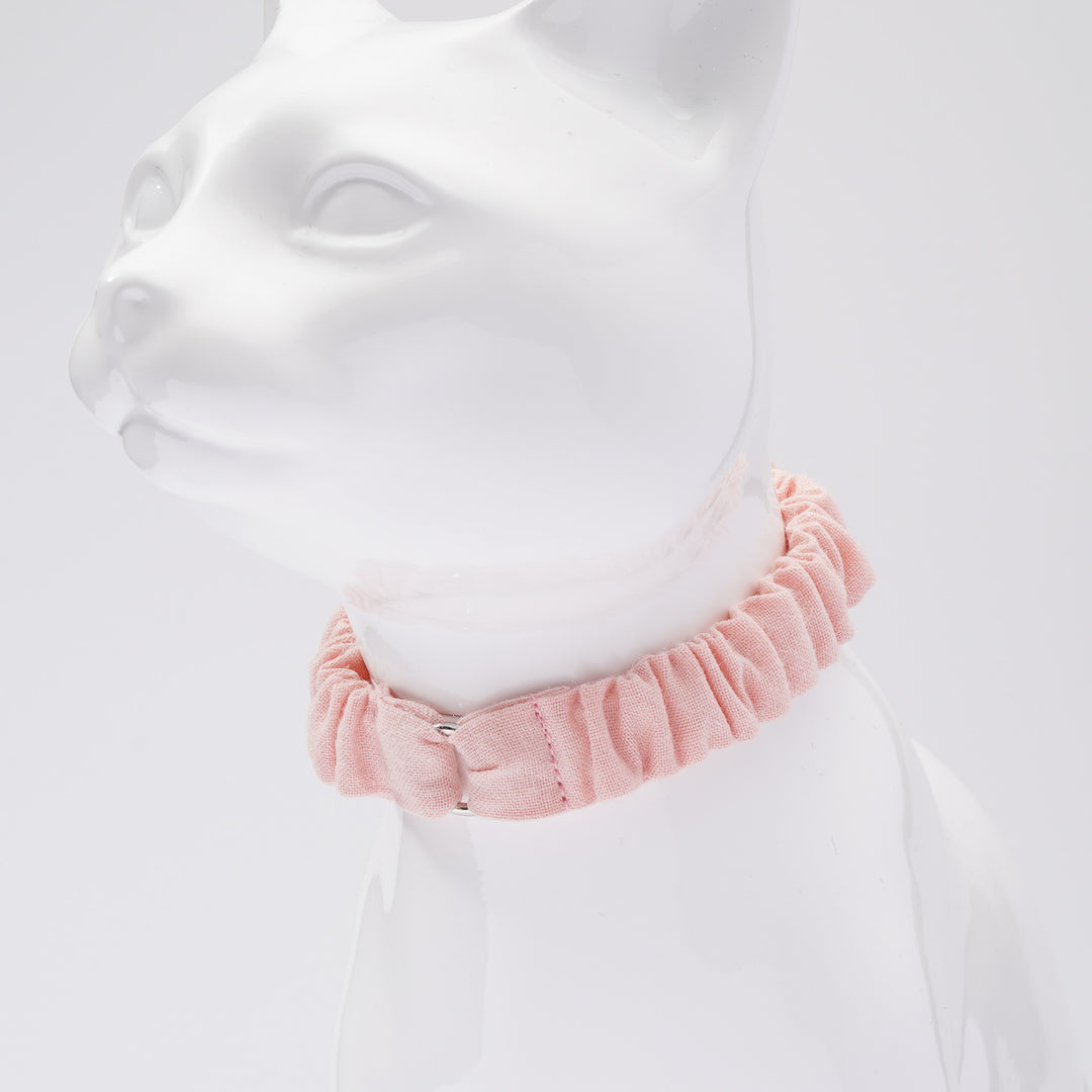 シュシュ猫首輪 MUJIコットンプレーン 乙女