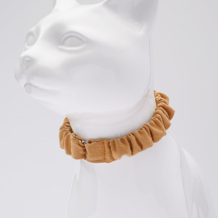 シュシュ猫首輪 MUJIコットンプレーン 山吹