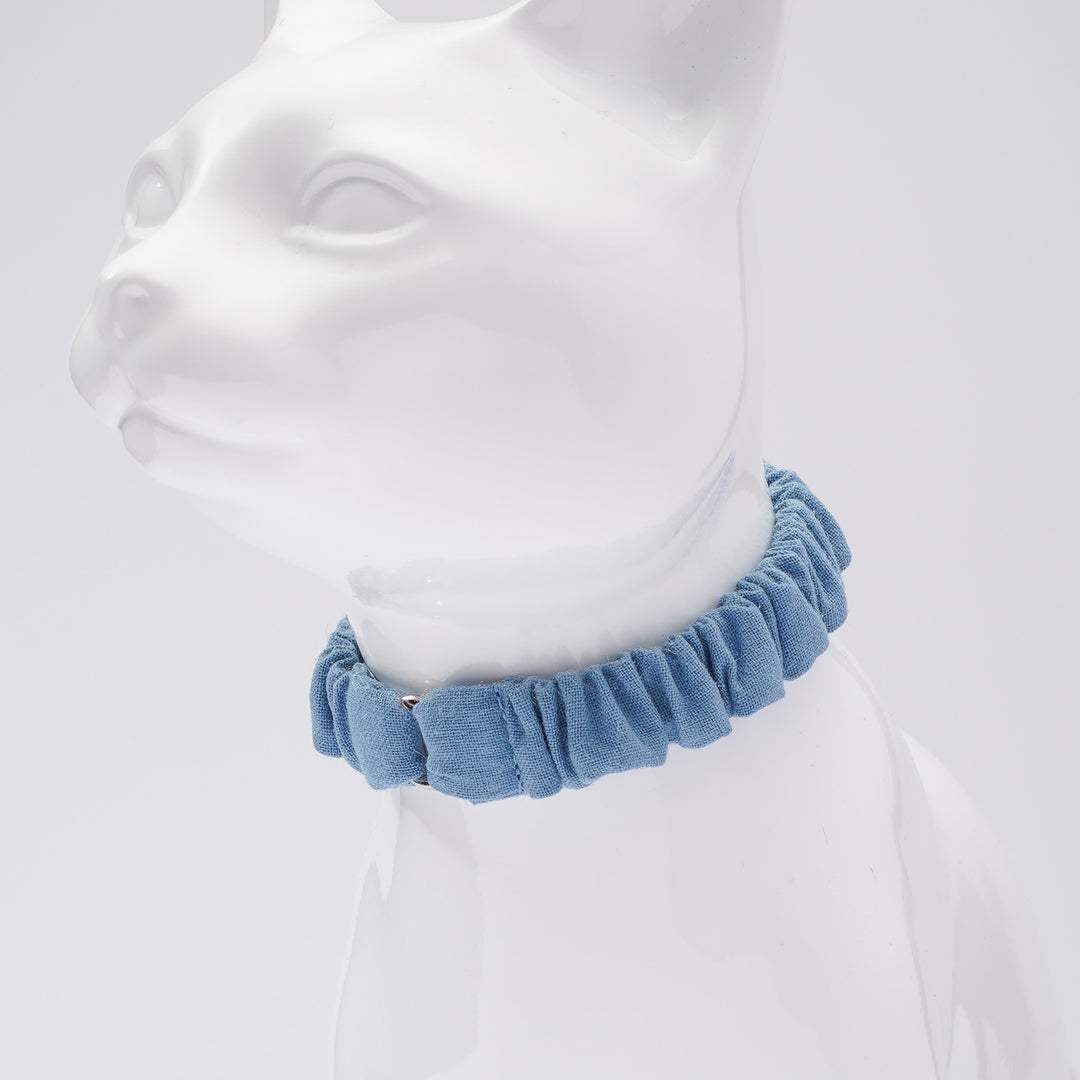 シュシュ猫首輪 MUJIコットンプレーン 秋空