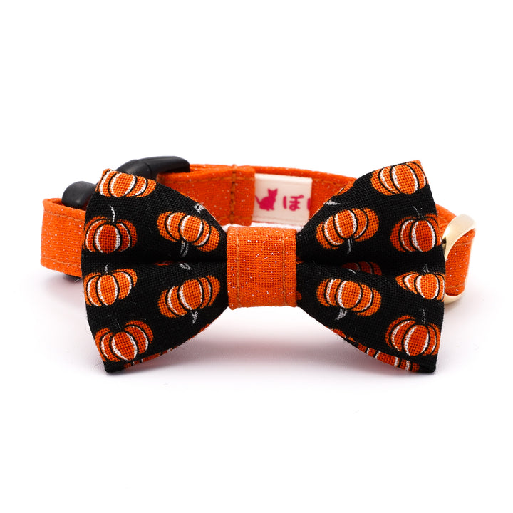 リボン付き猫首輪 ハロウィン プチ・パンプキン ブラック