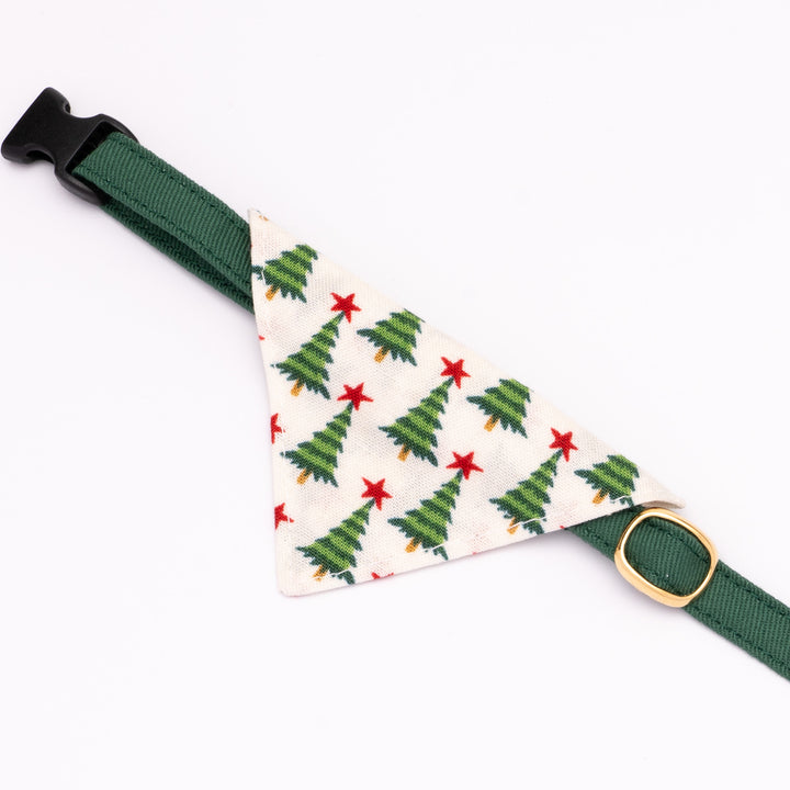 バンダナ付き猫首輪 クリスマス もみの木 オフホワイト