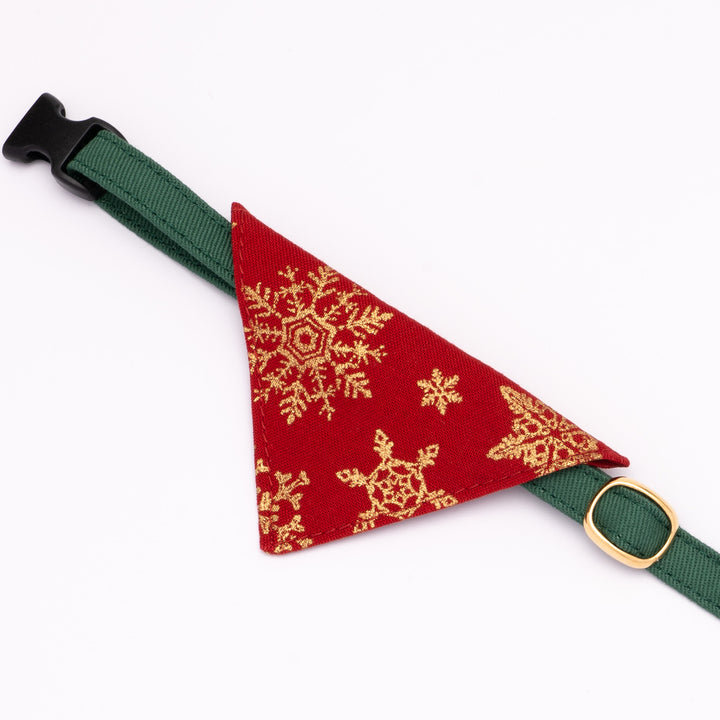 バンダナ付き猫首輪 クリスマス スノーフレイク レッド