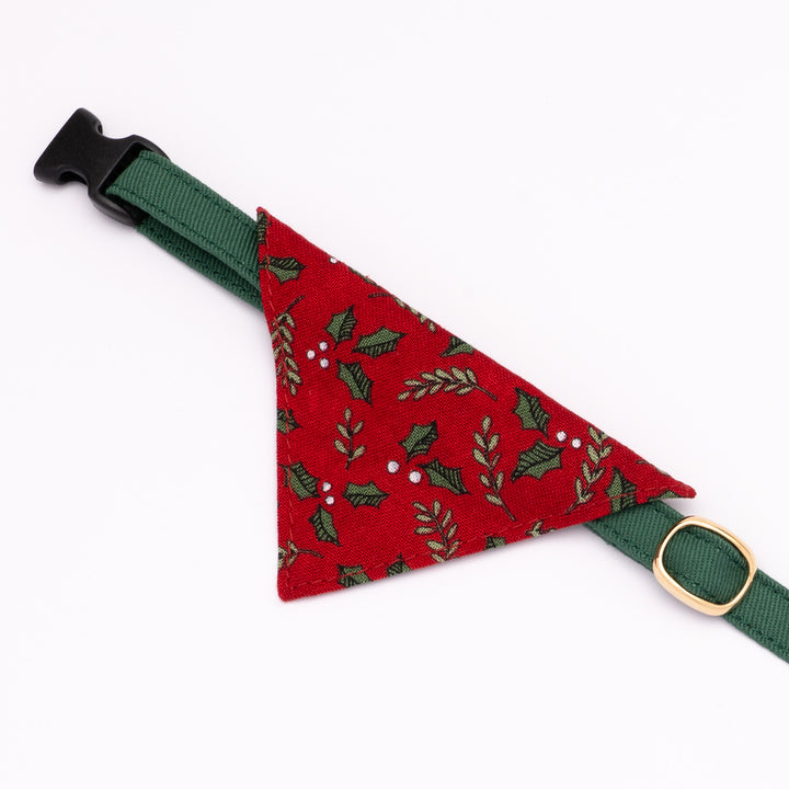バンダナ付き猫首輪 クリスマス ホーリー レッド